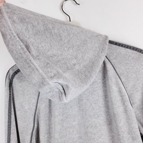 Express L Velour Vintage track jacket Gray & dark Gray stripes Full zip Hooded - Picture 8 of 11